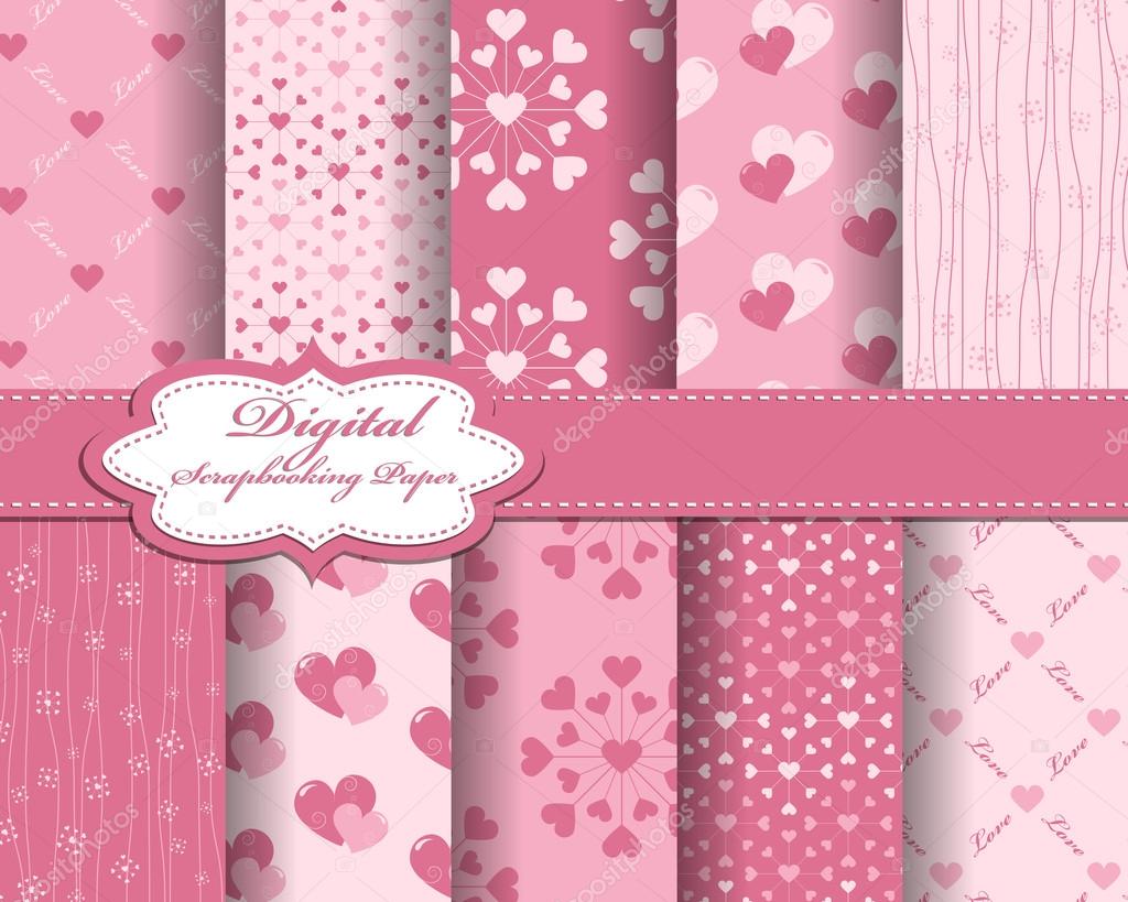 Set of vector heart Valentines day pattern paper for scrapbook Stock Vector  by ©Mary1507 14905849